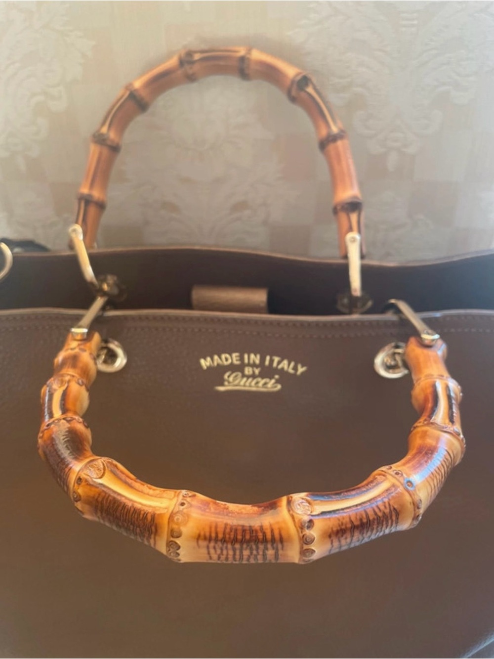 Gucci Brown Leather Tote with Bamboo Handles